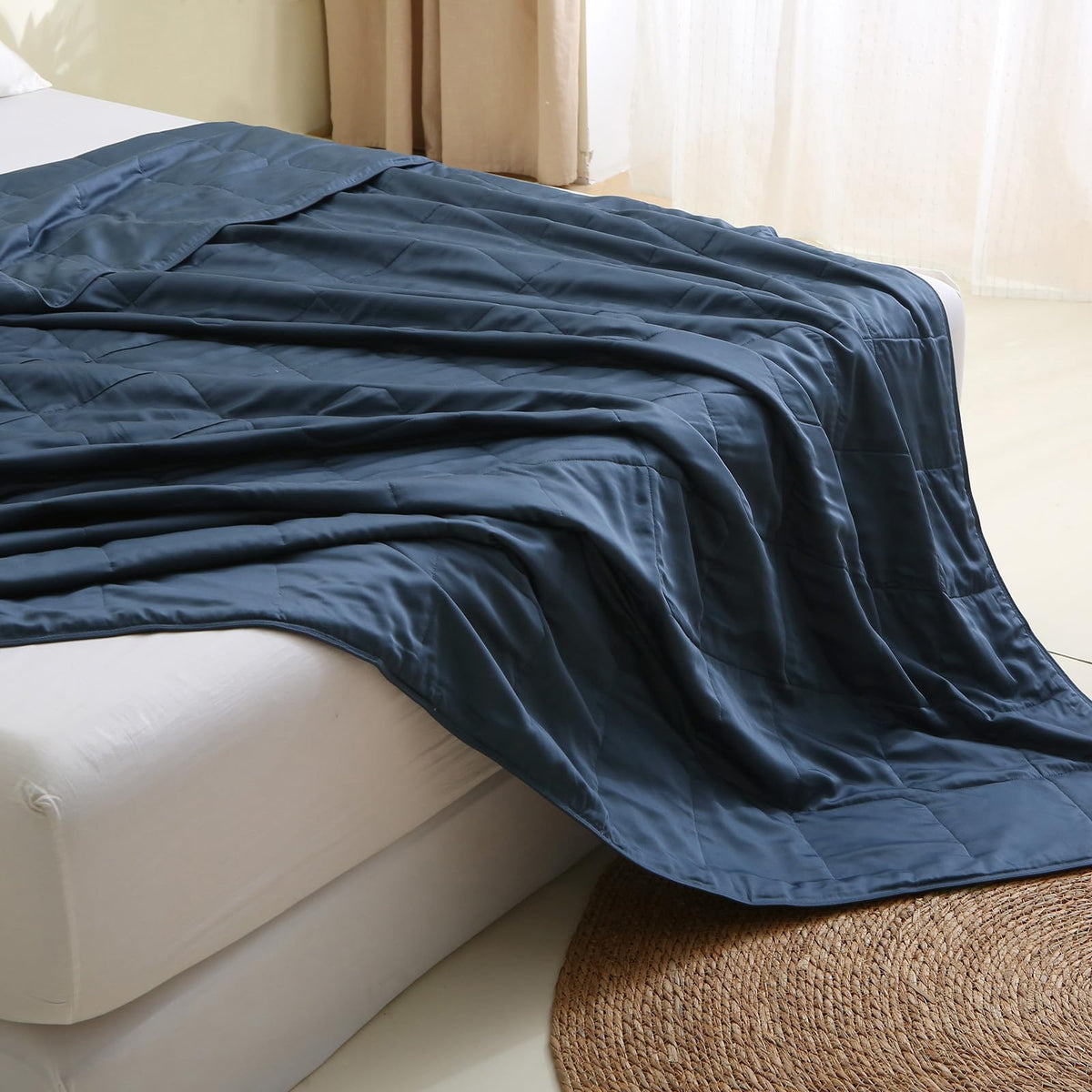 EP Mode Lightweight Quilt Blanket for Summer, Viscose from Bamboo Fabric & Filling, Natural, Breathable & Machine Washable- Sandshell, King