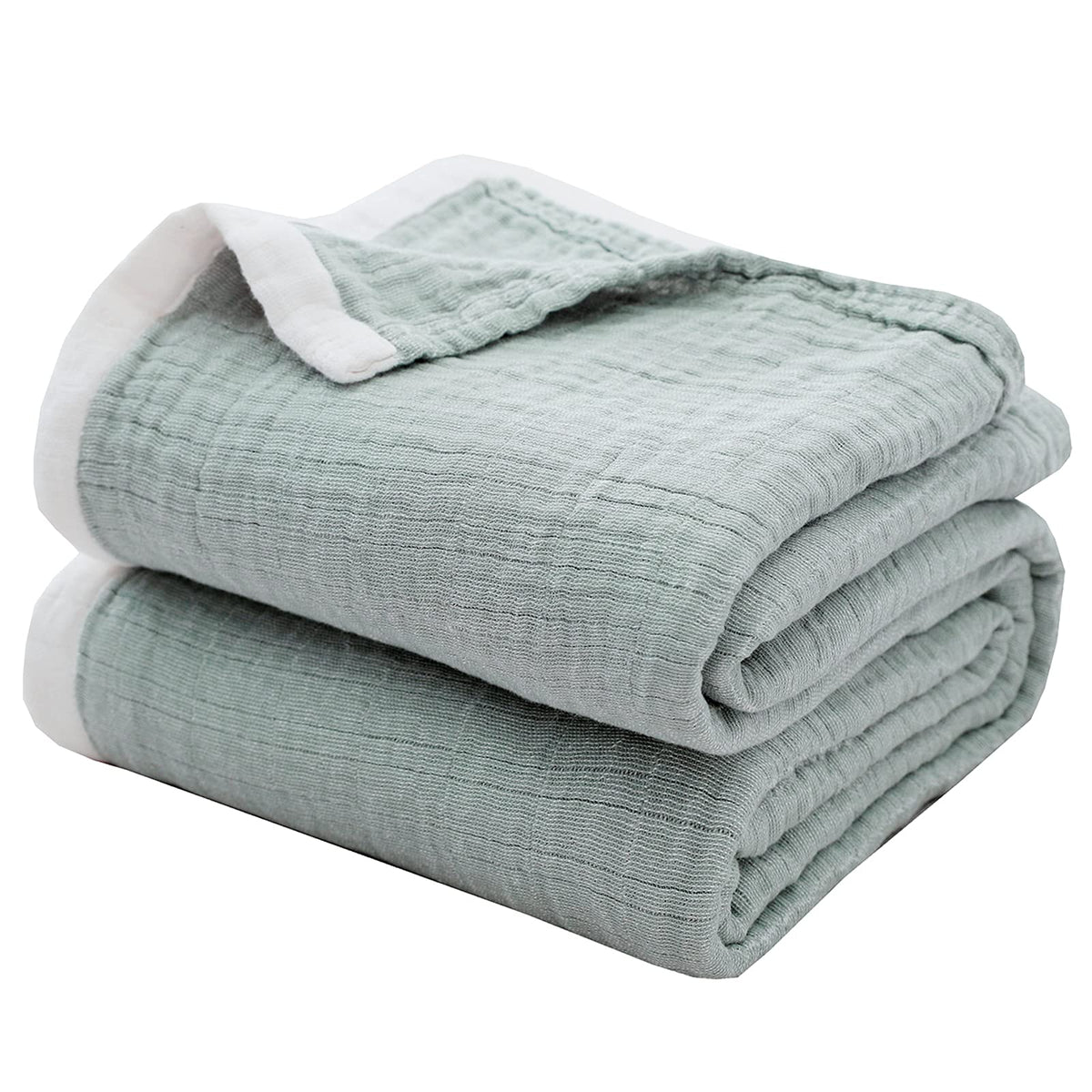 SE SOFTEXLY Muslin Throw Blanket, 4-Layer Dyed Yarn, 50”x60”, Denim Blue