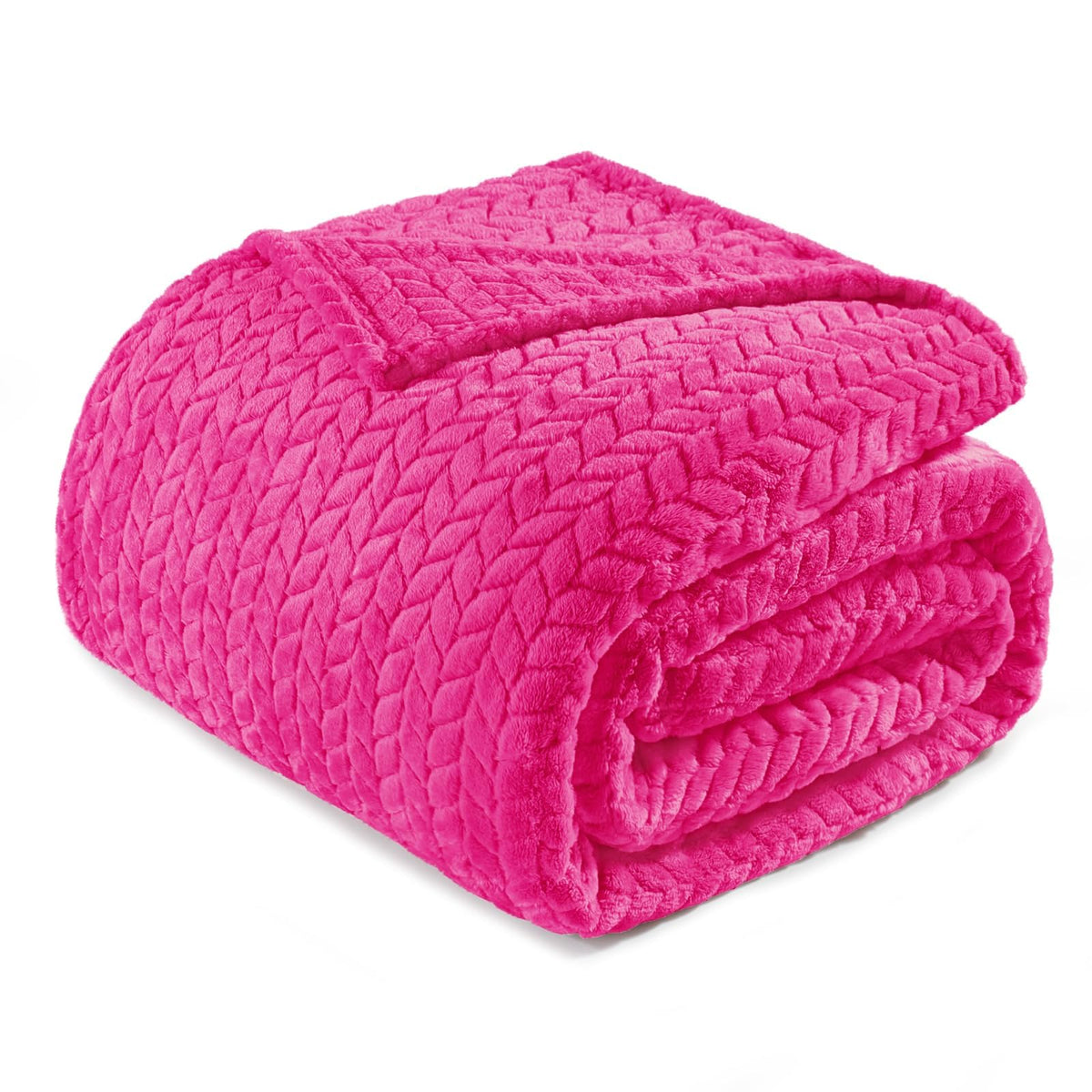 Exclusivo Mezcla Fleece Pink Throw Blanket for Couch Sofa Bed, 50”x70”