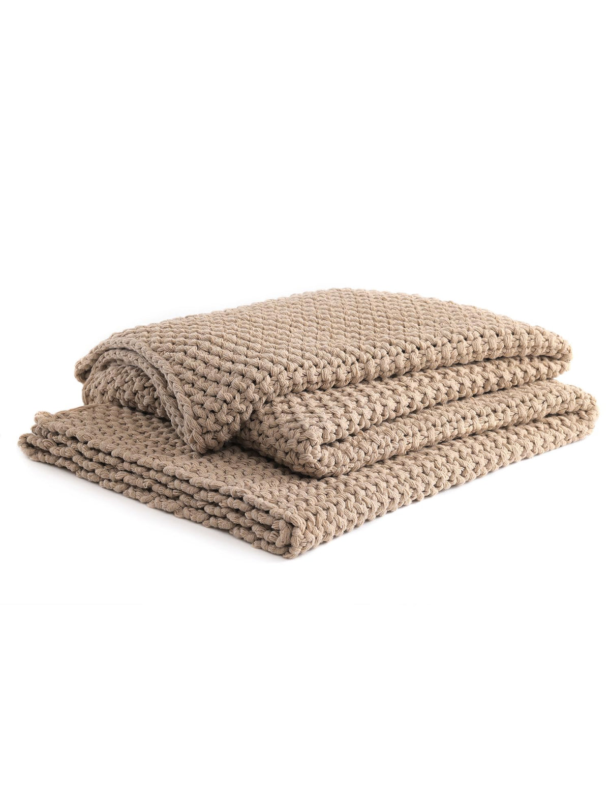 YnM Chunky Cotton Knit Throw Blanket, Cable Knit Throws for Bed Couch Sofa, Comfy & Relaxing, Decorative Piece for Farmhouse Modern Boho Rustic Scandinavian Chic Vibe, Cream White 50x60 Inches