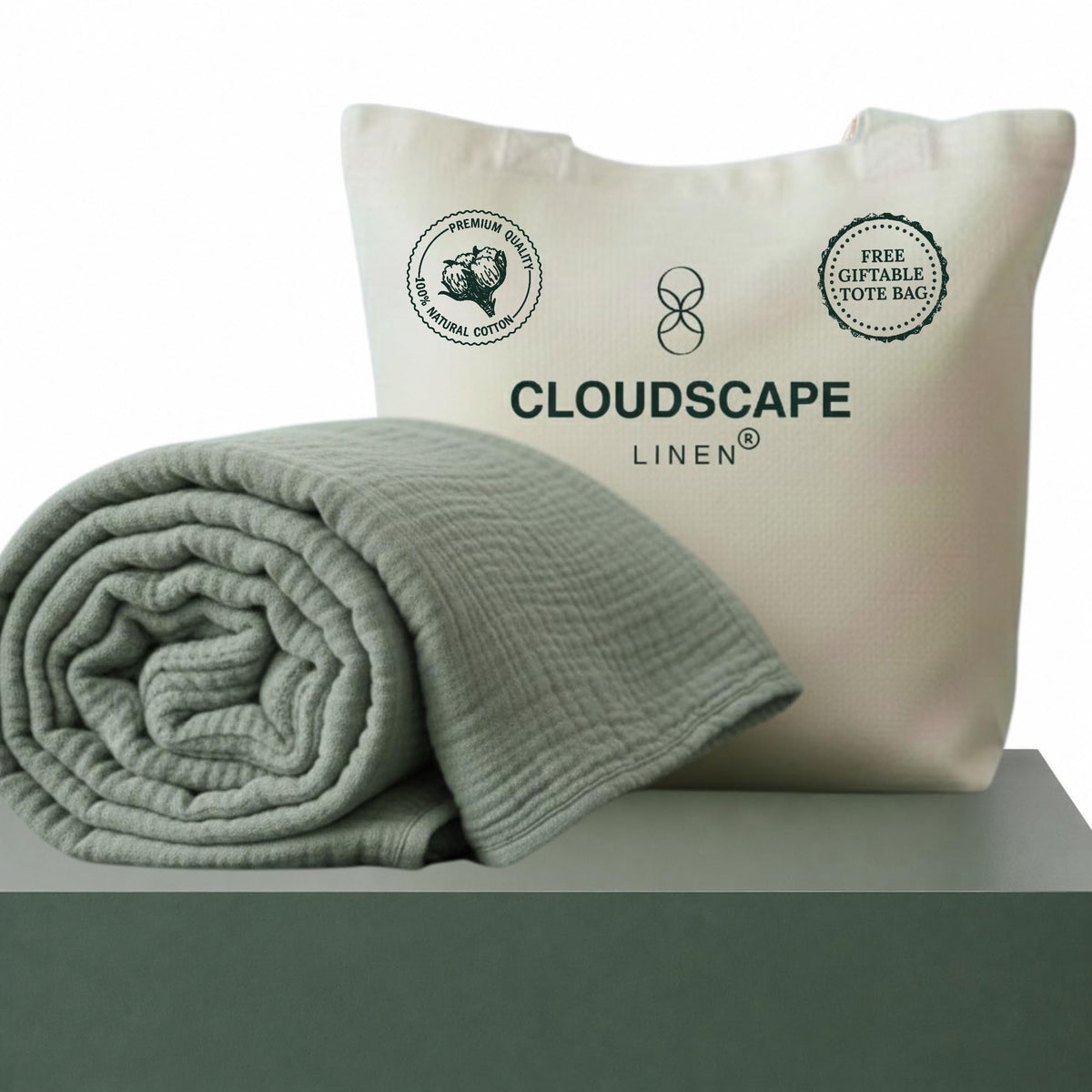 CLOUDSCAPE 4 Layer Muslin Blanket for Adults, 100% Cotton Blanket King Size, 92" x108'' Fits Up to Cal King, Ultra Soft Lightweight Bedding, Breathable Gauze Cotton Summer Blankets - Ensign Blue