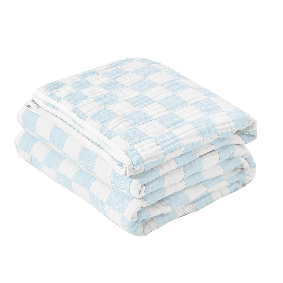 SANACYNA Cotton Muslin Throw Blanket for Adults 6-Layer Gauze Checkerboard