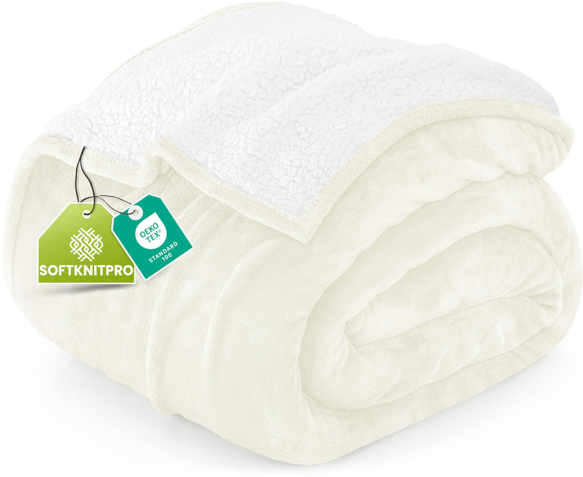 Utopia Bedding Reversible Plush Sherpa Blanket Queen Size Grey, 90x90 Inch