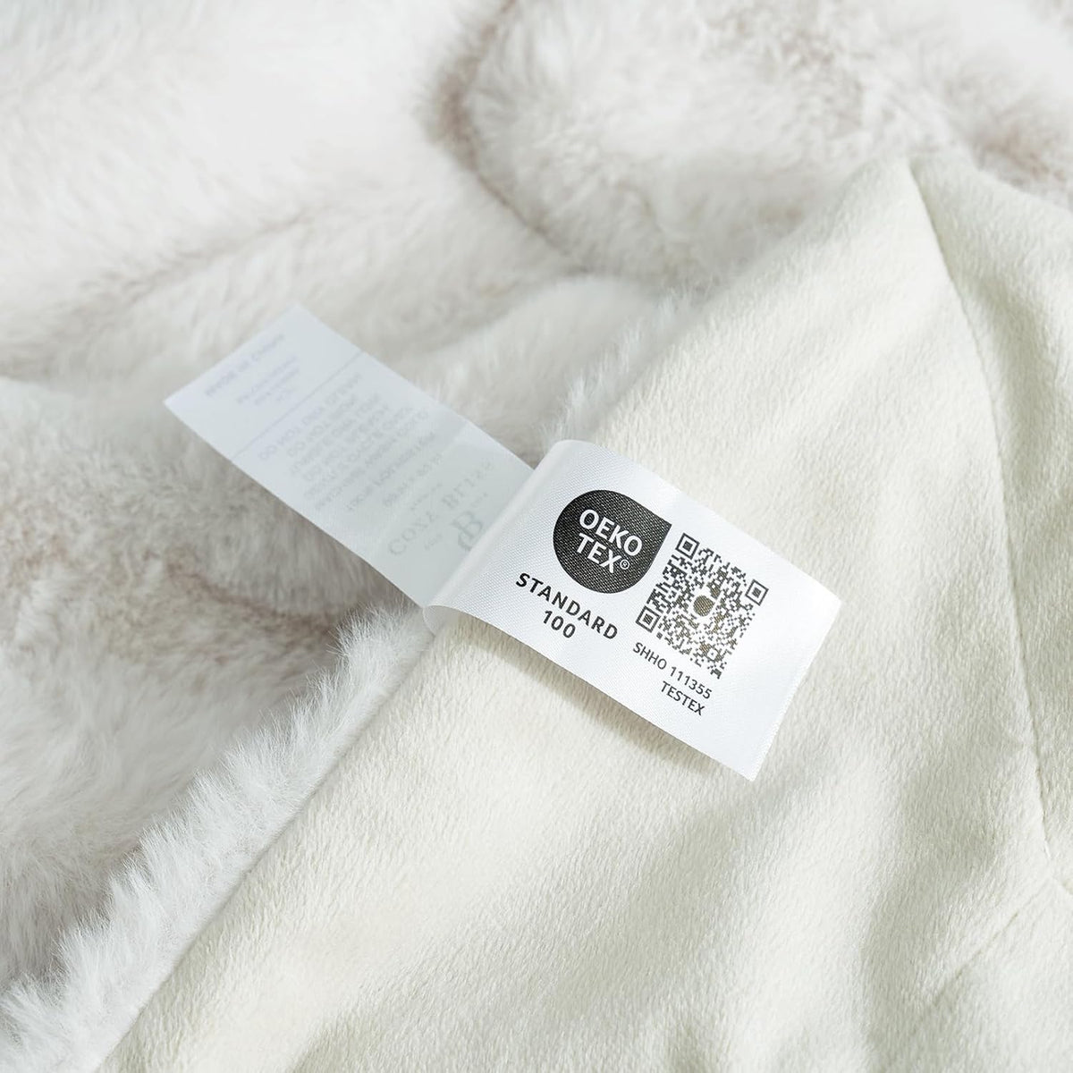 Cozy Bliss Deluxe Sheared Rabbit Faux Fur Throw Blanket, Soft Fuzzy High-Low Sculpted Plush Blanket for Couch, Cozy Home Accent, All Season Use, Beige 50"x60"