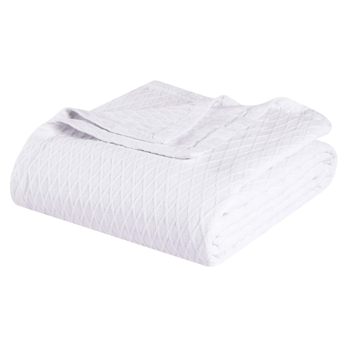 Superior Diamond Weave All-Season Cotton Blanket, Cover for Home, Couch, Bed, Soft, Warm Blankets, Boho Aesthetic, Comfy, Cozy, and Cute Covers, Decorative Bedding Essentials, Full/Queen, Ivory