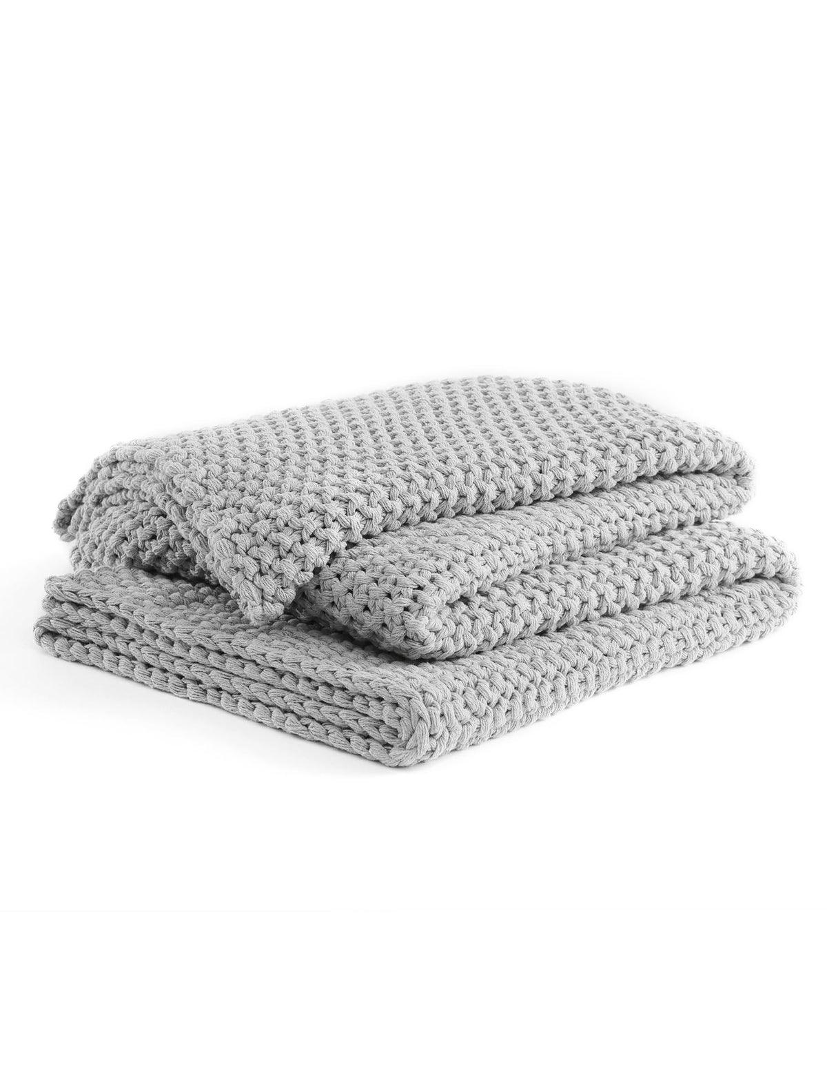 YnM Chunky Cotton Knit Throw Blanket, Cable Knit Throws for Bed Couch Sofa, Comfy & Relaxing, Decorative Piece for Farmhouse Modern Boho Rustic Scandinavian Chic Vibe, Cream White 50x60 Inches