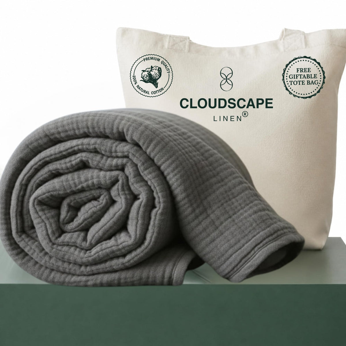 CLOUDSCAPE 4 Layer Muslin Blanket for Adults, 100% Cotton Blanket King Size, 92" x108'' Fits Up to Cal King, Ultra Soft Lightweight Bedding, Breathable Gauze Cotton Summer Blankets - Ensign Blue