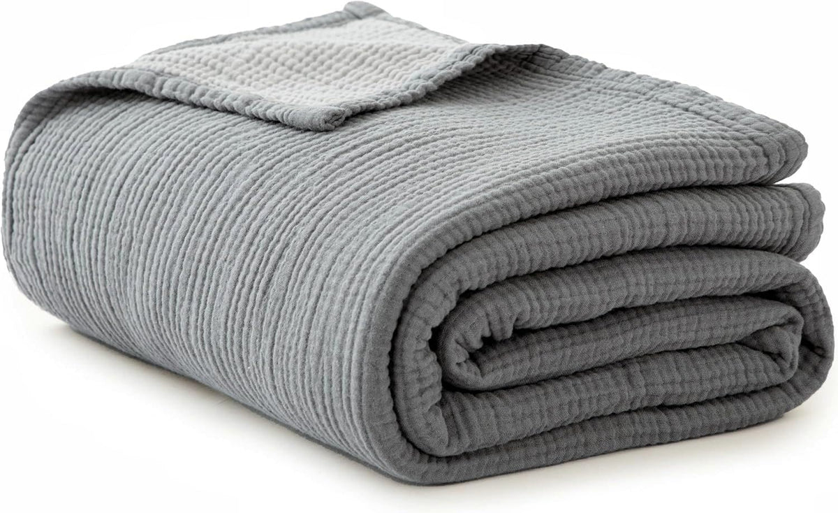 Simple&Opulence 100% Cotton Muslin Blanket, Lightweight Breathable 4 Layering Soft Cotton Throw Blanket,Gauze Blanket for Bed Couch Camping All-Season Use (Rust Orange, 50"x60")