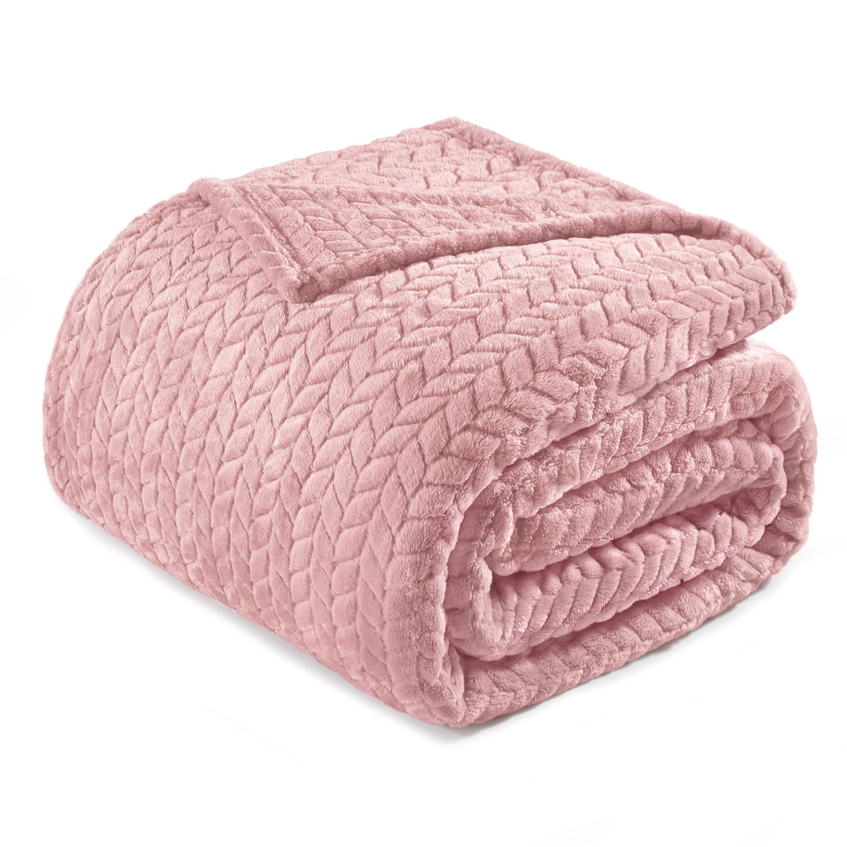 Exclusivo Mezcla Fleece Pink Throw Blanket for Couch Sofa Bed, 50”x70”