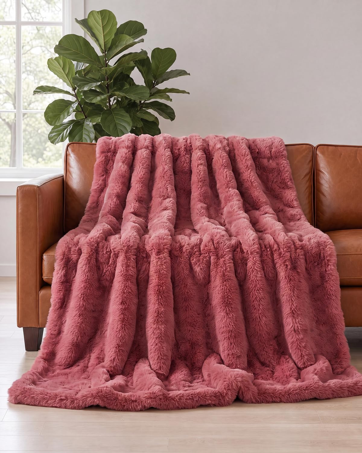 Faux Fur Throw Blanket - Throw Size Bubble Blanket - 50" x 60", Grey