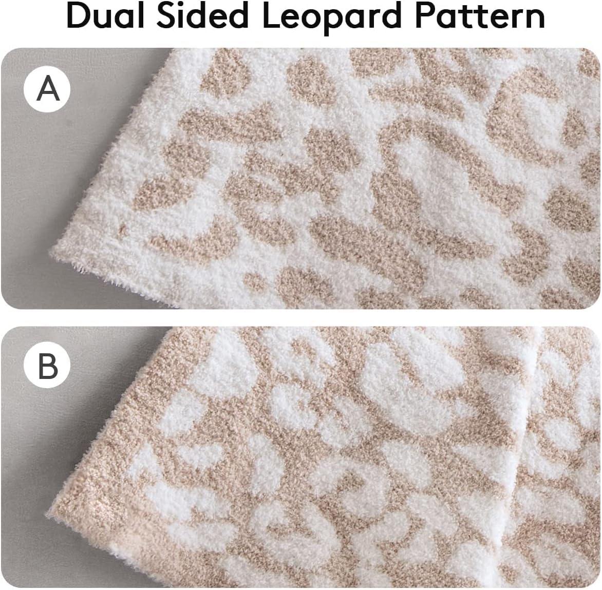 MH MYLUNE HOME Ultra Soft Leopard Throw Blanket Plush, Khaki, 50"x60"
