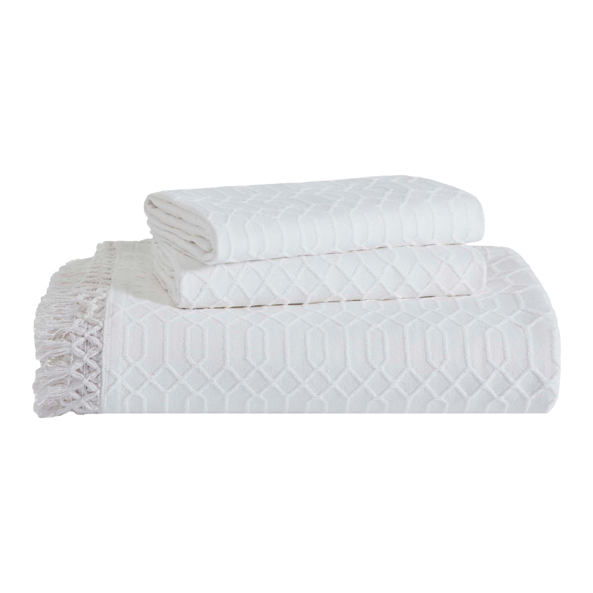 SUPERIOR Cotton 3-Piece Bedspread Set, 1 Medium Weight Bedspread, 2 Pillow Shams, Home Bed Decor, Warm Bedding, Matelasse Woven Oversized Blanket, Geometric Circles, Serenity Collection, King, Linen