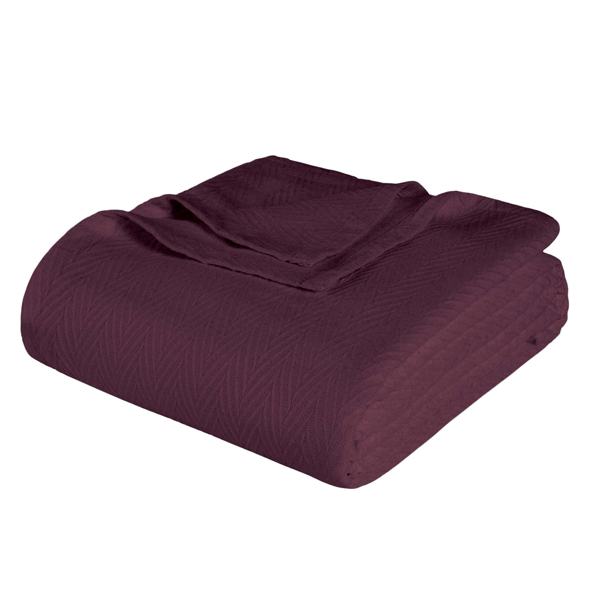 Superior Metro All-Season Cotton Blanket, Woven Blanket for Couch, Bed, Bedding, Farmhouse, Home Essentials, Cute and Cozy Bohemian Blankets, Herringbone Weave, King, Plum