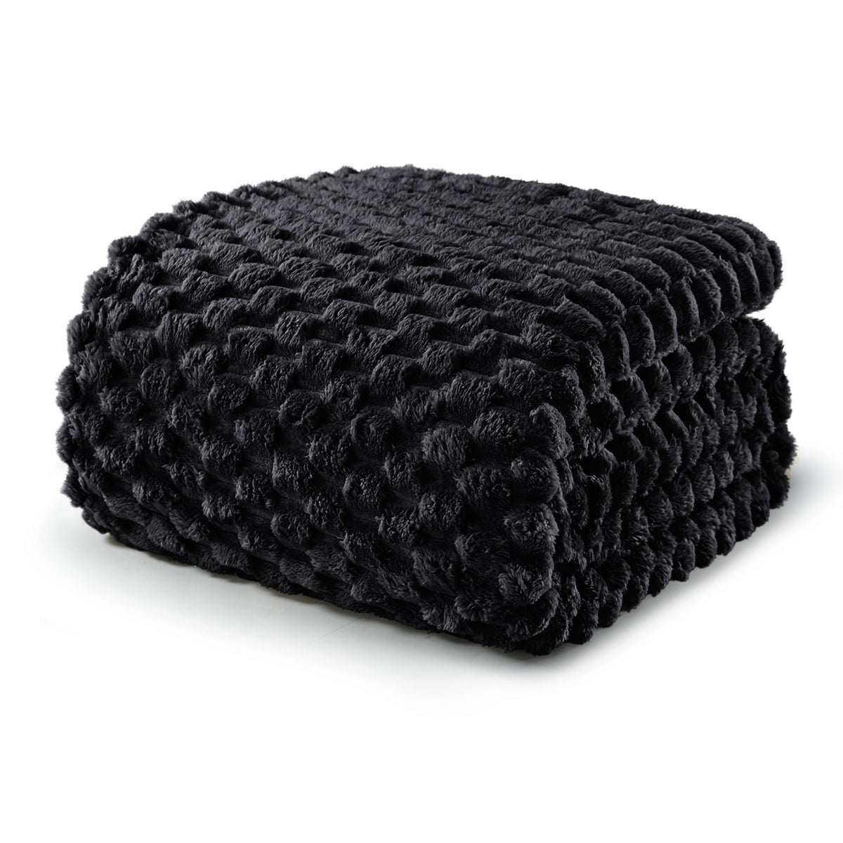 Exclusivo Mezcla Large 3D Fleece Throw Blanket for Couch, Ivory