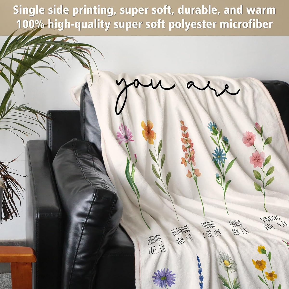 Christian Gifts for Women Birthday, Christian Blanket with Flowers