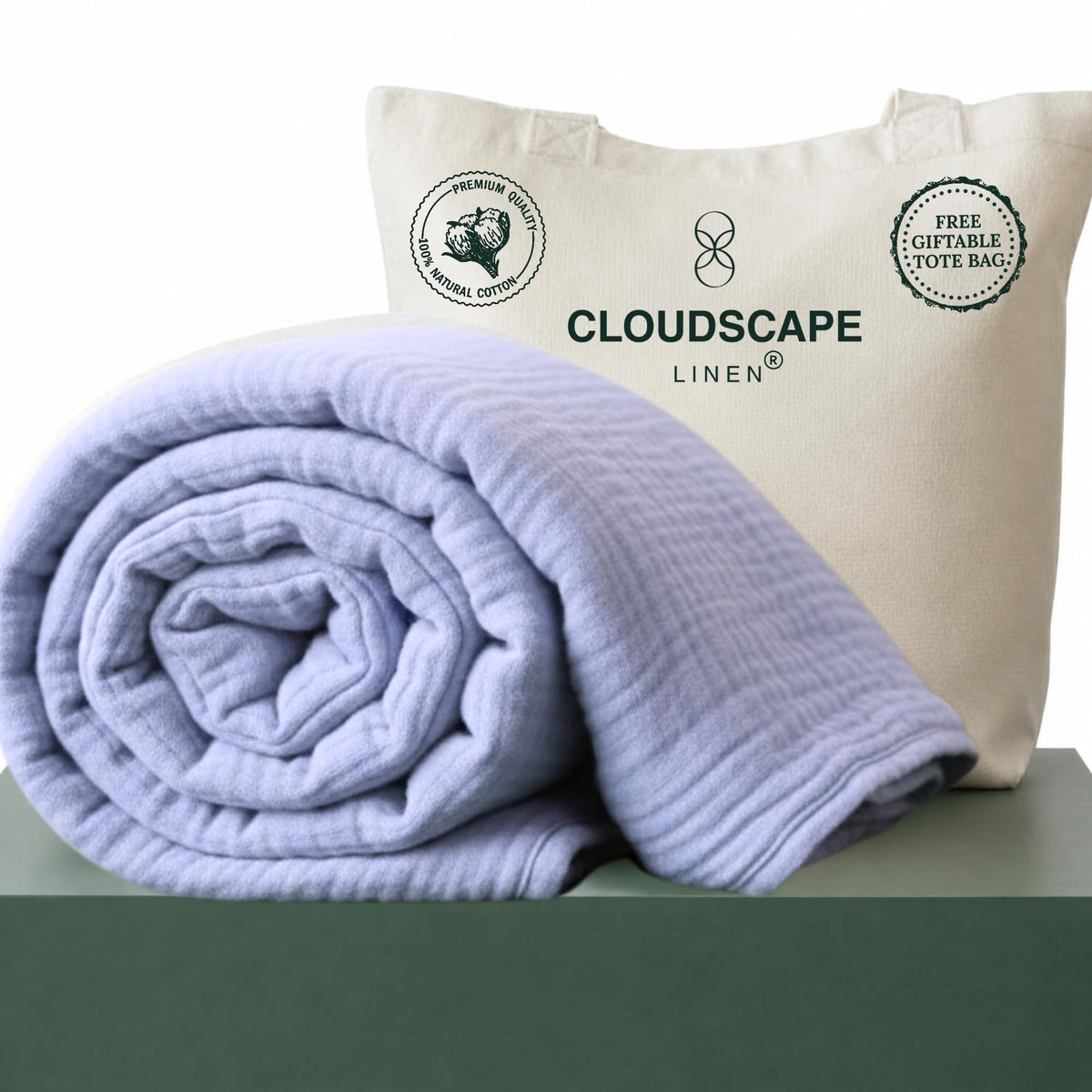 CLOUDSCAPE 4 Layer Muslin Blanket for Adults, 100% Cotton Blanket King Size, 92" x108'' Fits Up to Cal King, Ultra Soft Lightweight Bedding, Breathable Gauze Cotton Summer Blankets - Ensign Blue