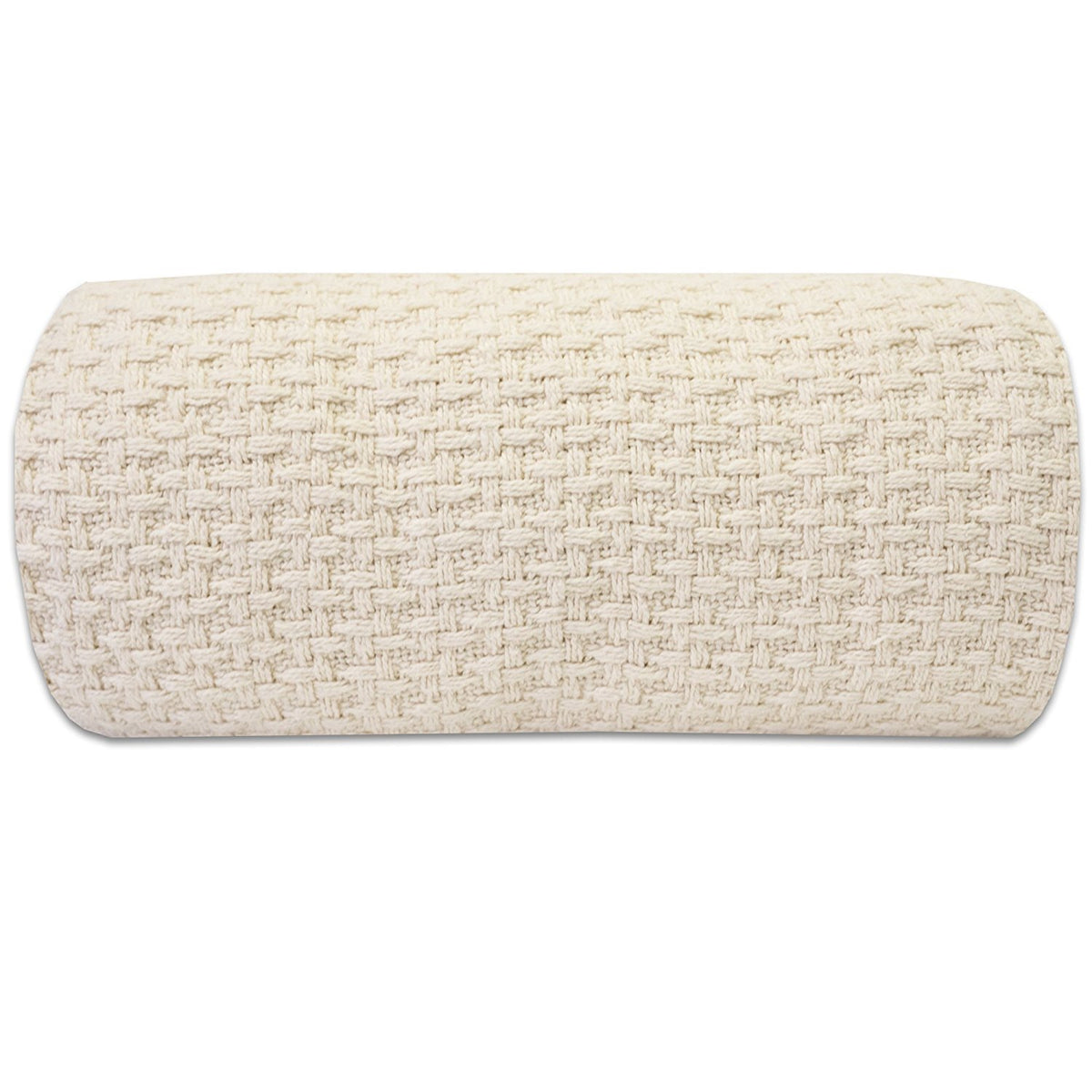 Sweet Home Collection 100% Fine Cotton Luxurious Basket Weave Blanket, Ivory Full/Queen(Pack of 1)