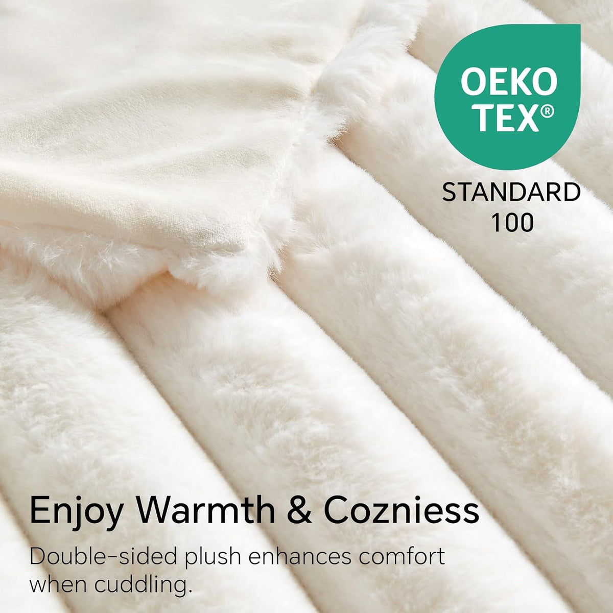 BEDELITE Faux Fur Throw Blanket for Couch, 770GSM, 50" x 60", Cream