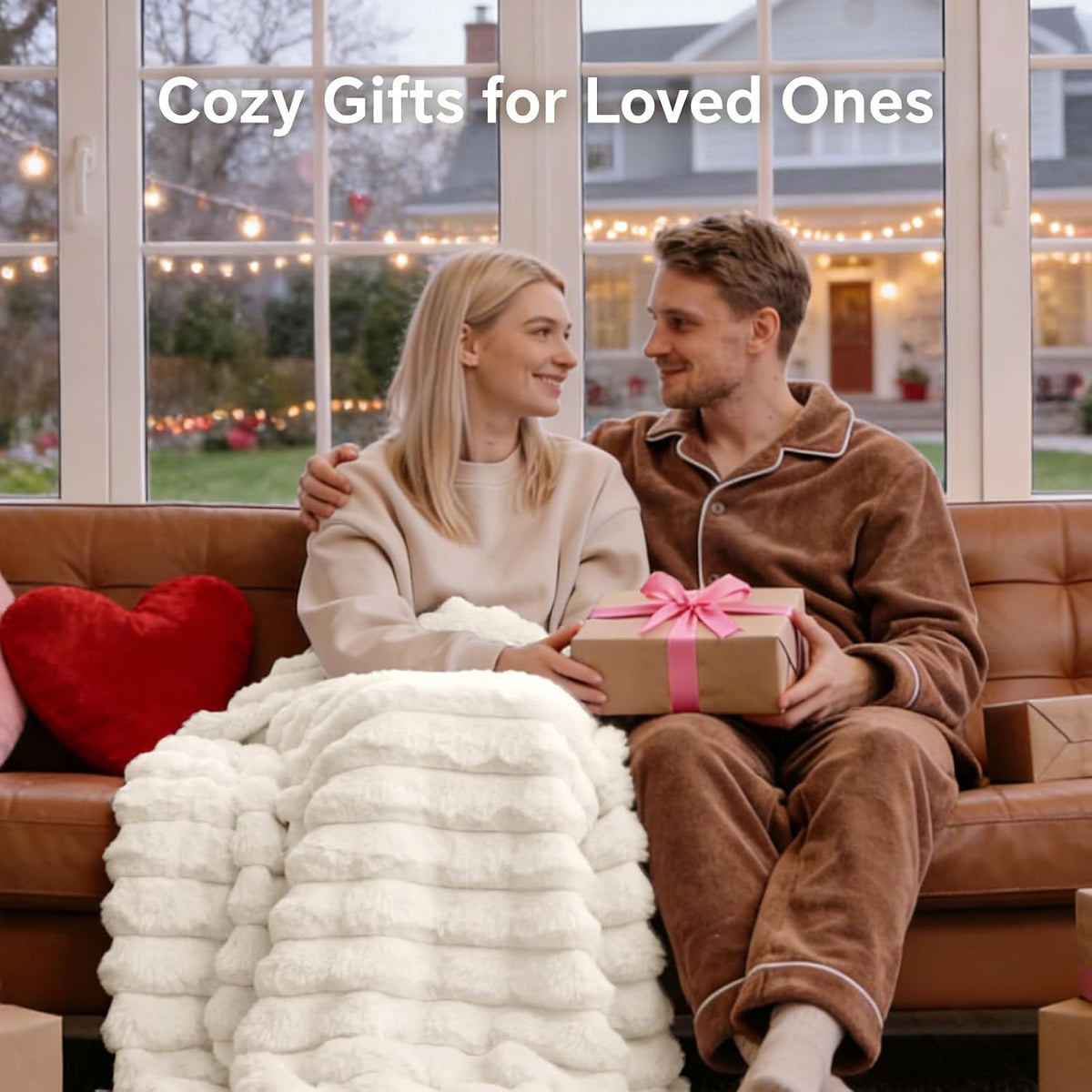 BEDELITE Faux Fur Throw Blanket for Couch, 770GSM, 50" x 60", Cream