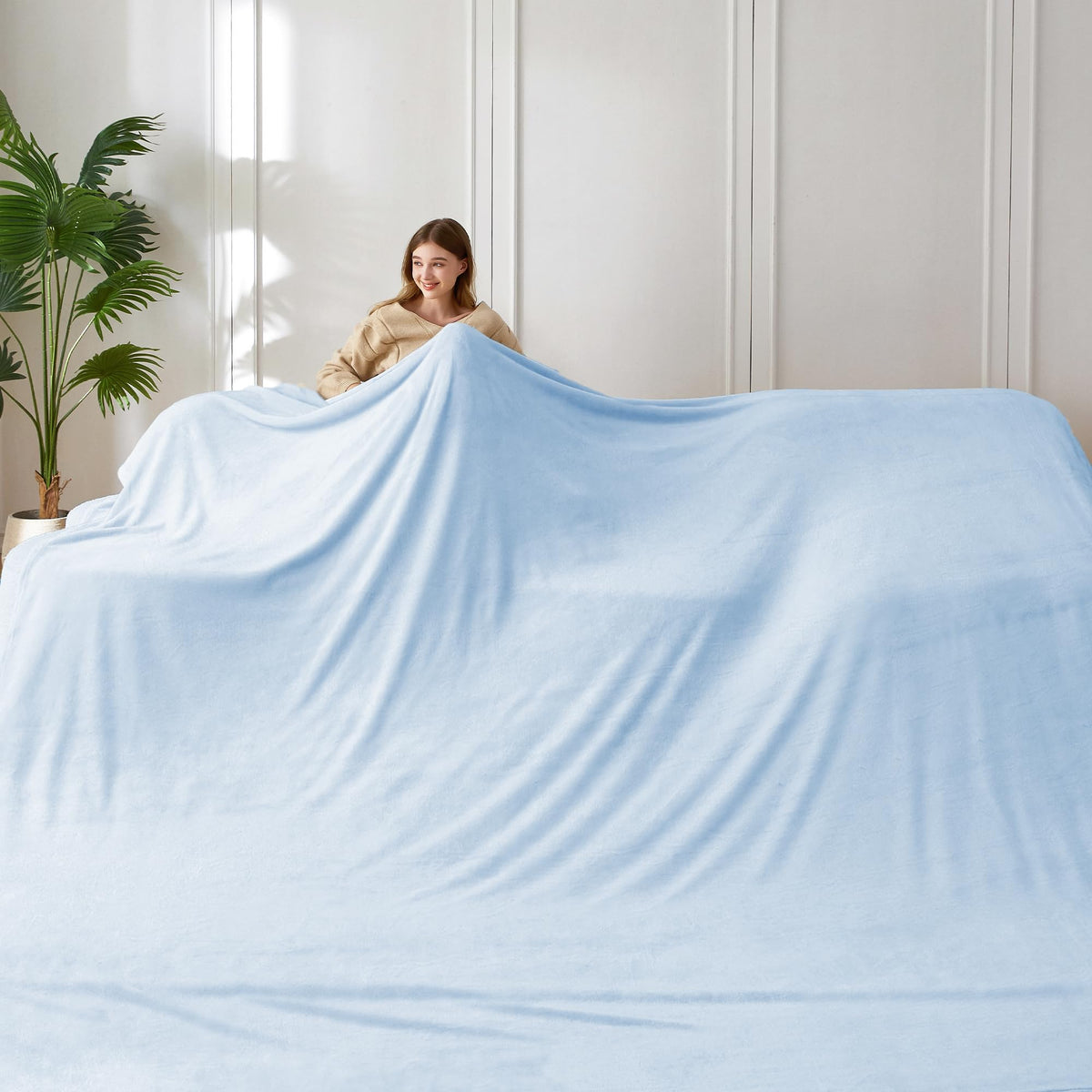 COOVA Oversized King Fleece Blanket 120x120 inches, Soft Cozy Warm Giant Extra Large 10'x10' Blanket for Bed, Sofa, Couch,Travel, Camping, California Huge Flannel Big Throw Blanket, Dark Grey