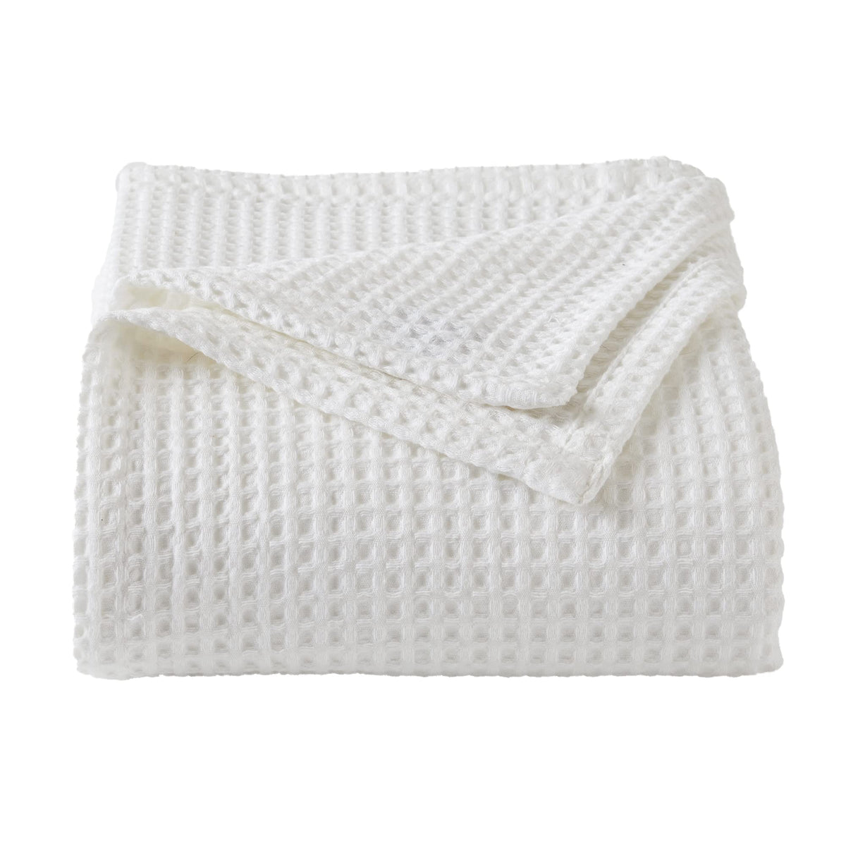 100% Cotton Waffle Weave Bed Blanket | Soft, Breathable, and Lightweight Blanket for All-Season | Perfect for Layering | Brielle Collection (Full/Queen, Linen)