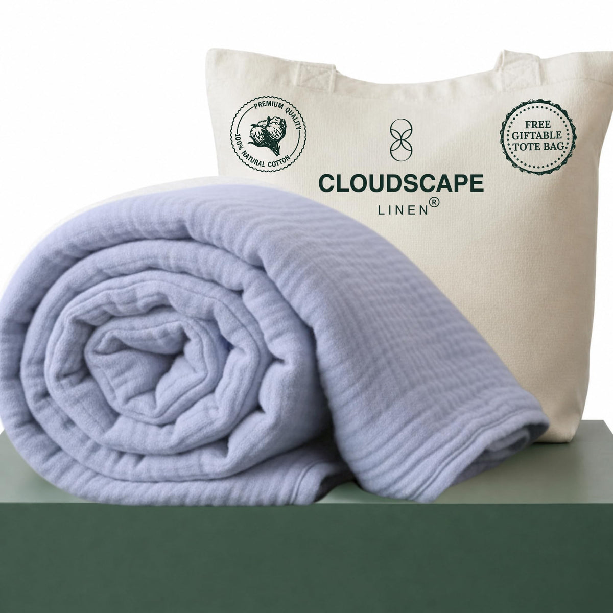 CLOUDSCAPE 4 Layer Muslin Blanket for Adults, 100% Cotton Blanket King Size, 92" x108'' Fits Up to Cal King, Ultra Soft Lightweight Bedding, Breathable Gauze Cotton Summer Blankets - Ensign Blue
