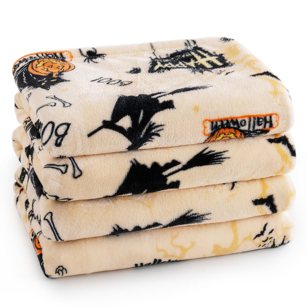 PHF Fleece Blanket Queen Size 90x90-300GSM Lightweight Airy Warmth, Khaki