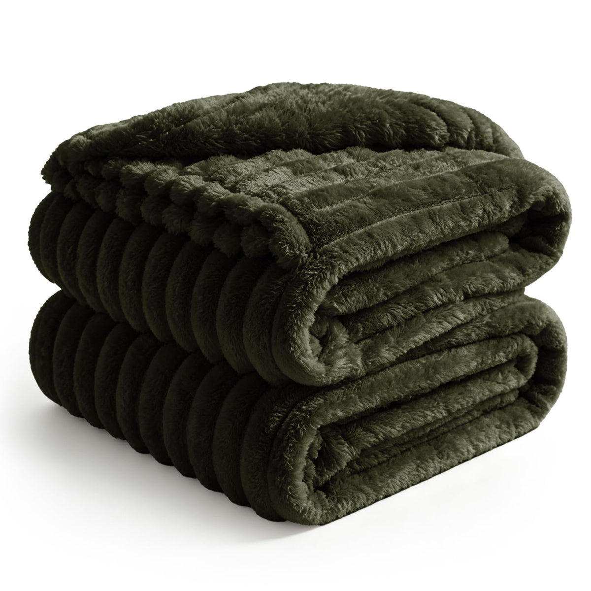 BEDELITE Ribbed Fleece Throw Blanket for Couch, Cream, 50"x60"