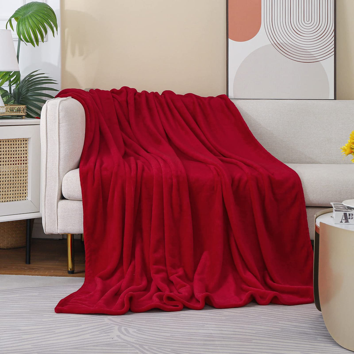 Fleece Plush Throw Blanket Navy Blue 50"x60"for Couch Fuzzy Cozy Flannel