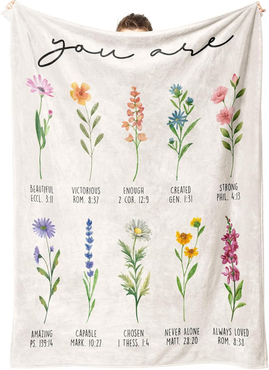 Christian Gifts for Women Birthday, Christian Blanket with Flowers