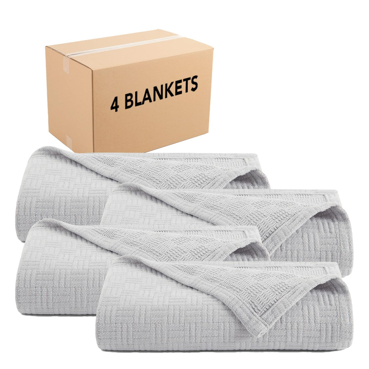 Arkwright Basket Weave Twin Blanket - 100% Ringspun Cotton All Season Blankets, Luxury Hotel Quality, Soft on Skin, Breathable, 300 GSM for Bed, Sofa, and Chair, 68 X 90 in, Beige