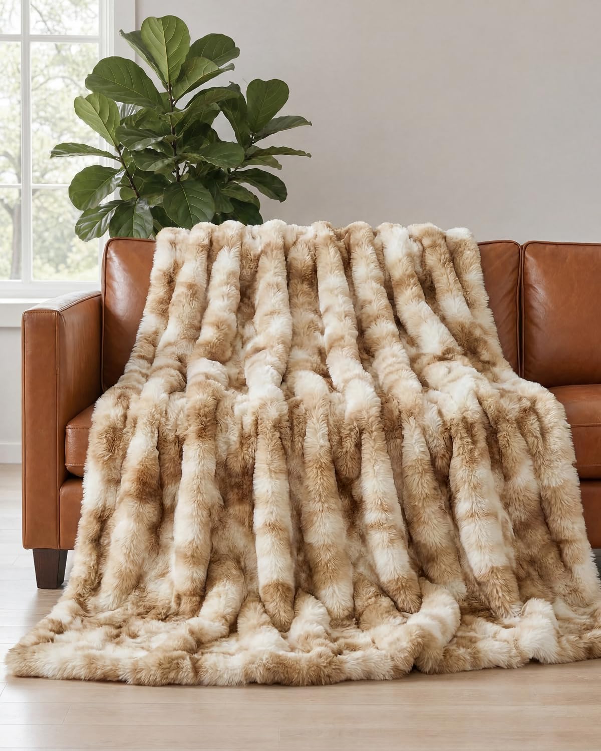 Faux Fur Throw Blanket - Throw Size Bubble Blanket - 50" x 60", Grey