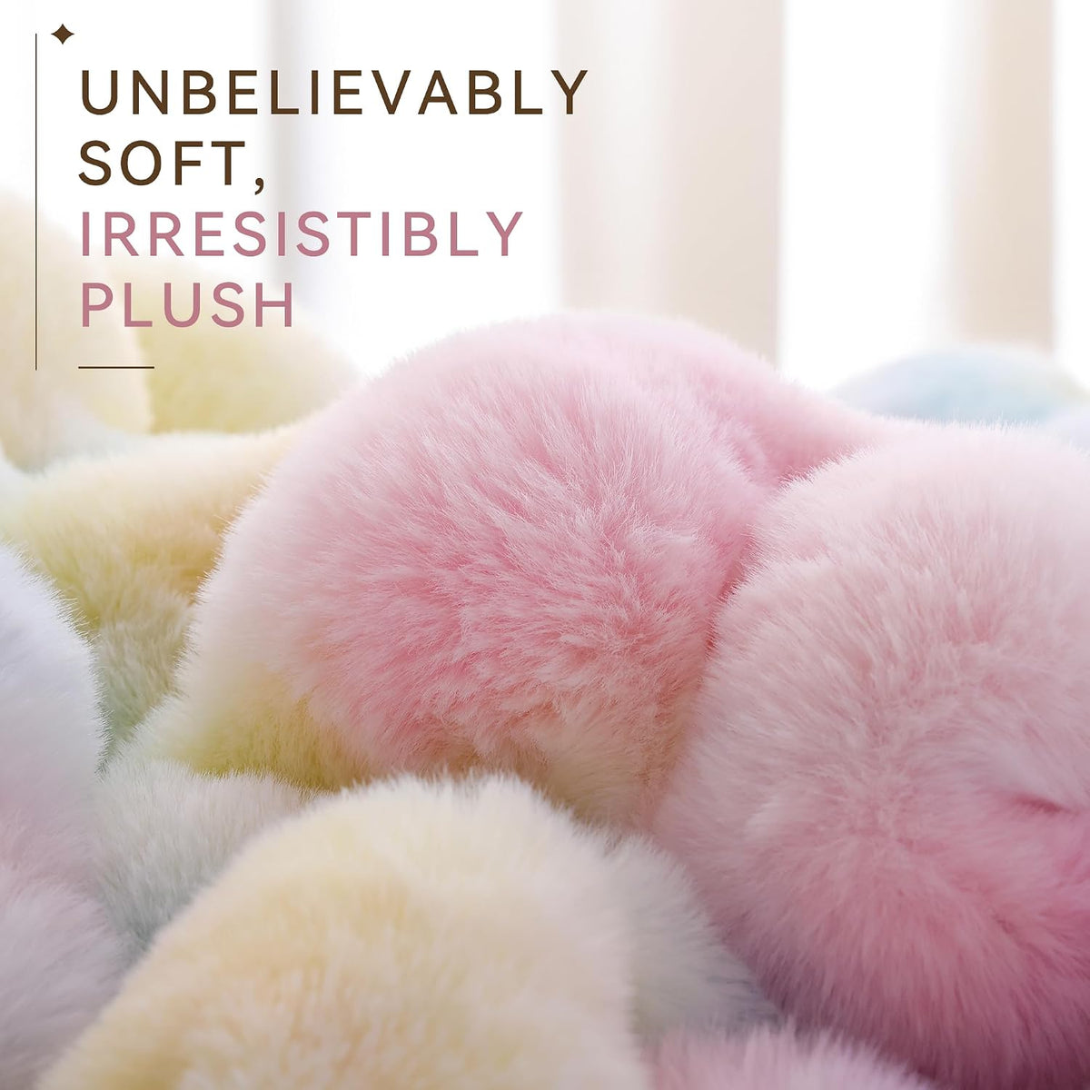 Smoofy Faux Rabbit Fur Throw for Couch - Rainbow Bubble Blanket 50"x60"