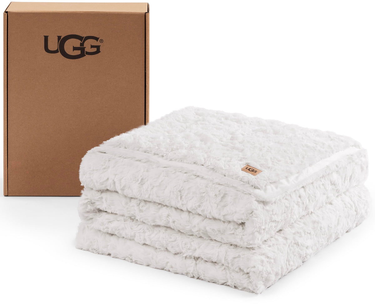UGG Adalee Throw Blanket for Sofa, Faux Fur Blanket, 50" x 70", Seal Grey