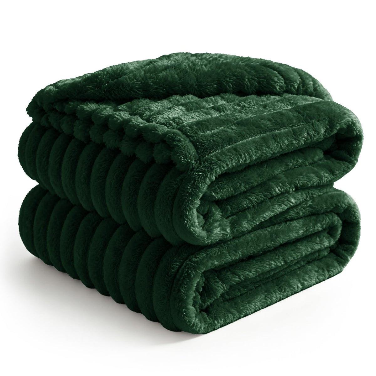 BEDELITE Ribbed Fleece Throw Blanket for Couch, Cream, 50"x60"