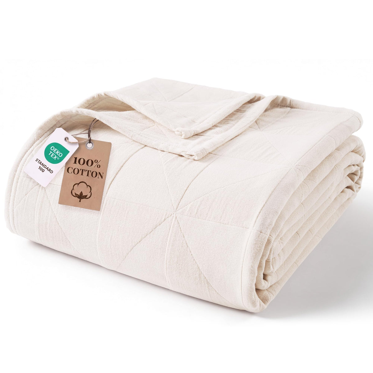 Exclusivo Mezcla 4-Layer 100% Cotton Muslin Queen Size Blanket, Khaki