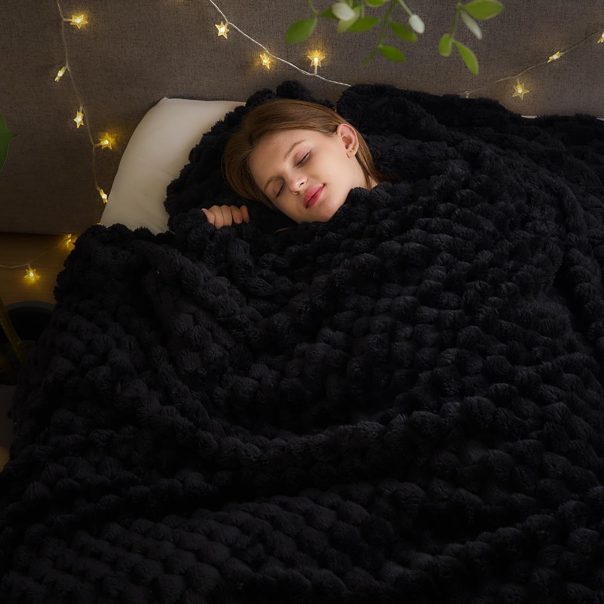 NEWCOSPLAY Fleece Ribbed Cozy Throw Blanket for Couch, Pink, 50"x60"