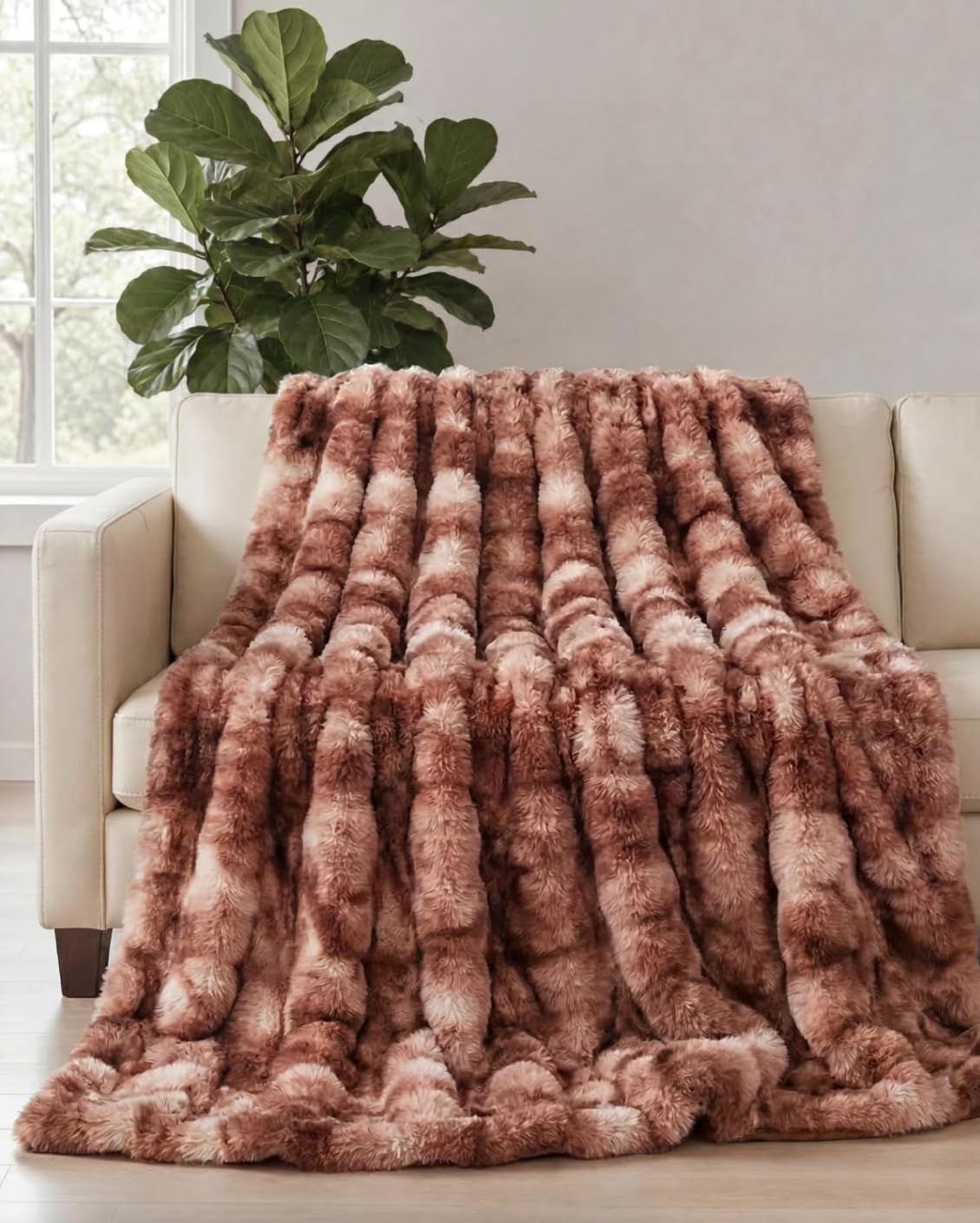 Faux Fur Throw Blanket - Throw Size Bubble Blanket - 50" x 60", Grey