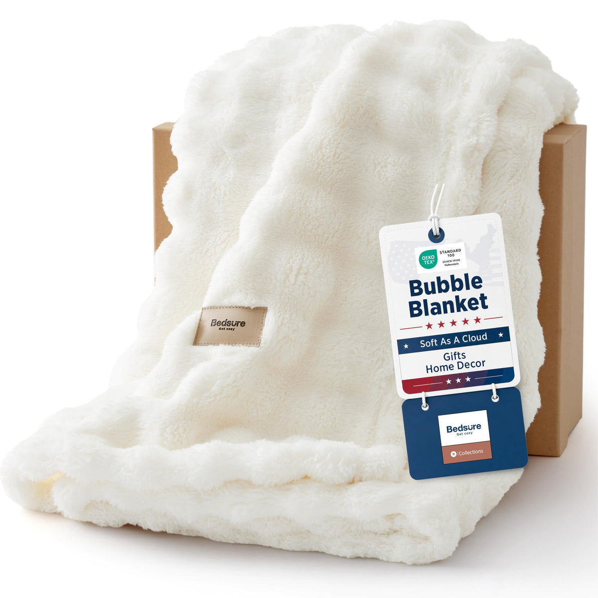 Bedsure Cloud Bubble Soft Throw Blanket, Room Decor Gifts, Pink 50"×60"
