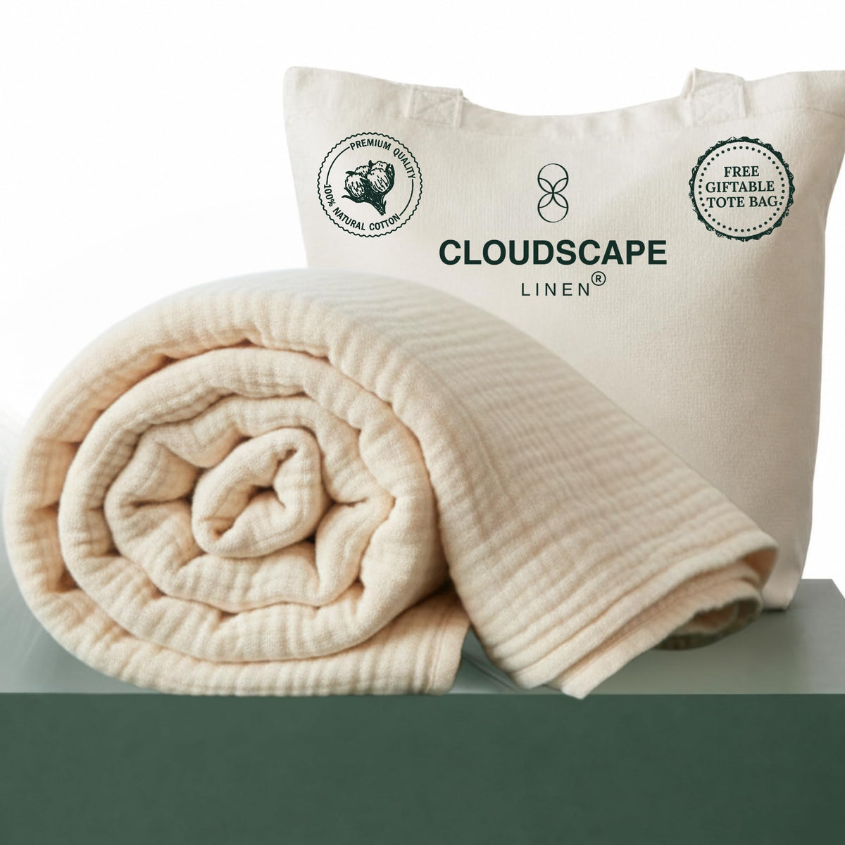 CLOUDSCAPE 4 Layer Muslin Blanket for Adults, 100% Cotton Blanket King Size, 92" x108'' Fits Up to Cal King, Ultra Soft Lightweight Bedding, Breathable Gauze Cotton Summer Blankets - Ensign Blue