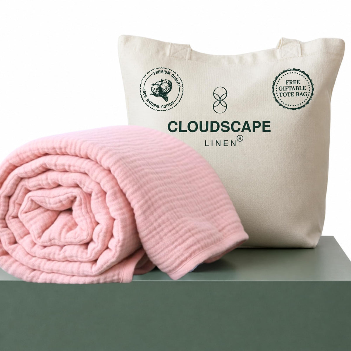 CLOUDSCAPE 4 Layer Muslin Blanket for Adults, 100% Cotton Blanket King Size, 92" x108'' Fits Up to Cal King, Ultra Soft Lightweight Bedding, Breathable Gauze Cotton Summer Blankets - Ensign Blue