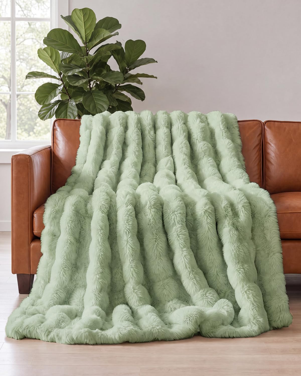 Faux Fur Throw Blanket - Throw Size Bubble Blanket - 50" x 60", Grey