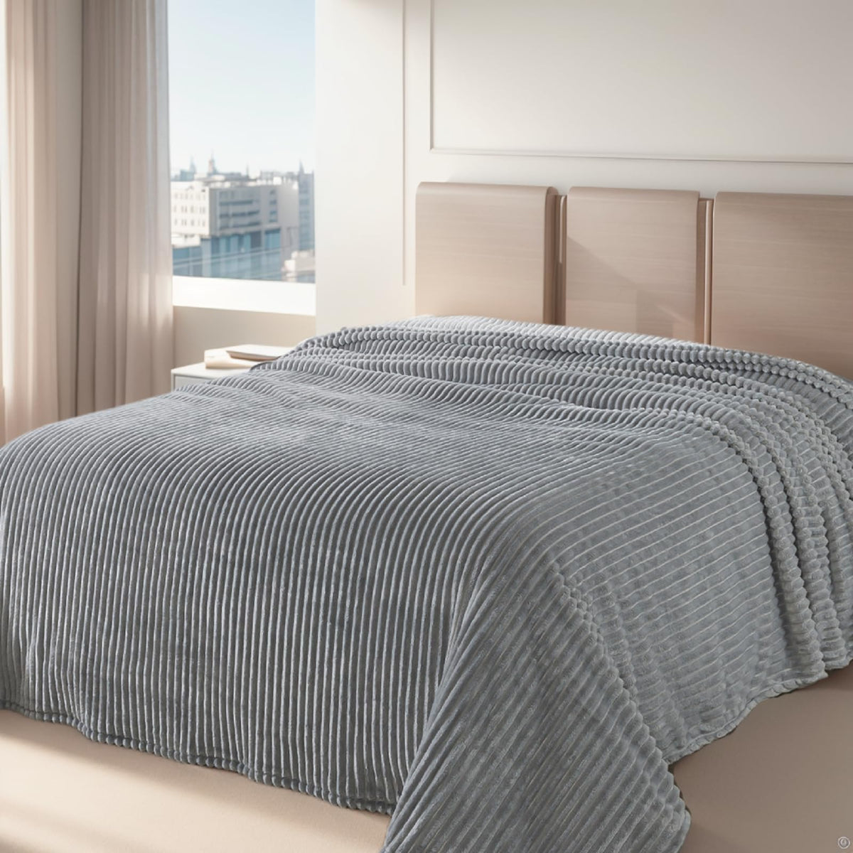 Fleece Blanket Queen Size for All Season 350GSM - Premium Lightweight Anti-Static Throw for Queen/Full Size Bed Extra Soft Brush Fabric Warm Sofa Thermal Blanket 90" x 90"(Dark Gray Queen)