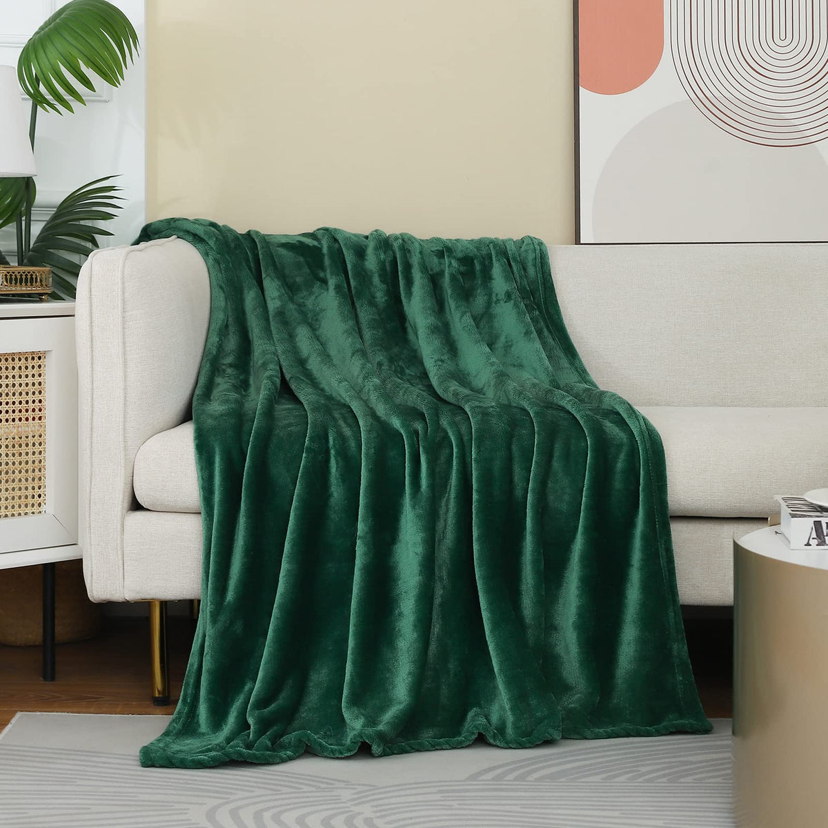 Fleece Plush Throw Blanket Navy Blue 50"x60"for Couch Fuzzy Cozy Flannel