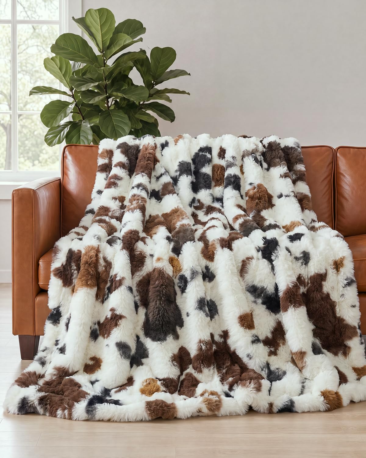Faux Fur Throw Blanket - Throw Size Bubble Blanket - 50" x 60", Grey