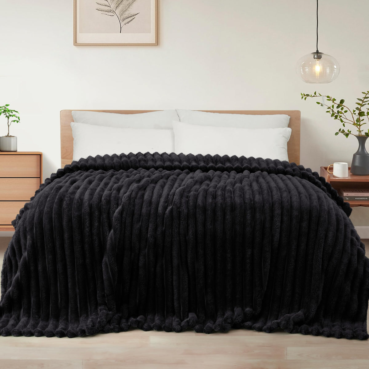 Exclusivo Mezcla Striped Fleece Throw Blanket for Couch, Sofa, Bed, 50"x60"