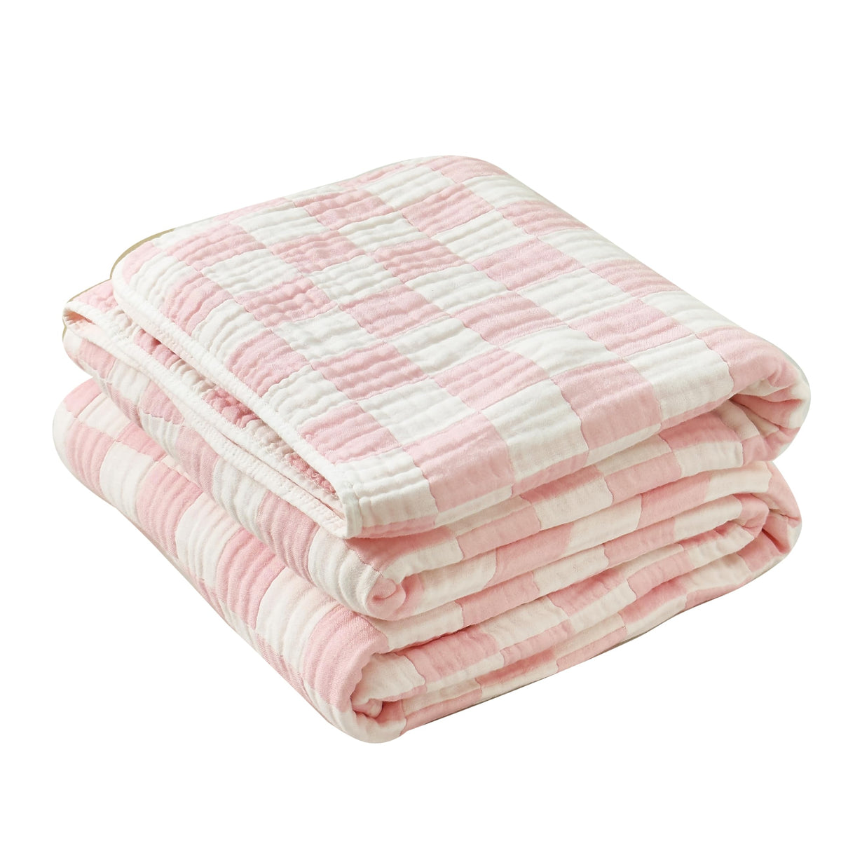 SANACYNA Cotton Muslin Throw Blanket for Adults 6-Layer Gauze Checkerboard