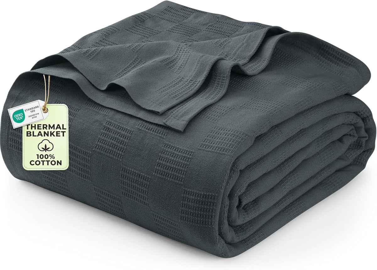 Utopia Bedding 100% Cotton Thermal Blanket Khaki Throw, 50x60 Inches