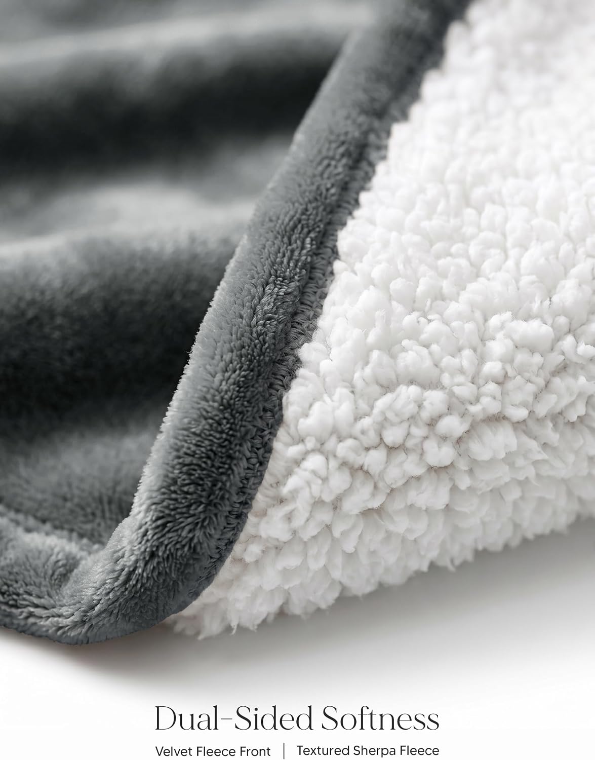 Utopia Bedding Reversible Plush Sherpa Blanket Queen Size Grey, 90x90 Inch
