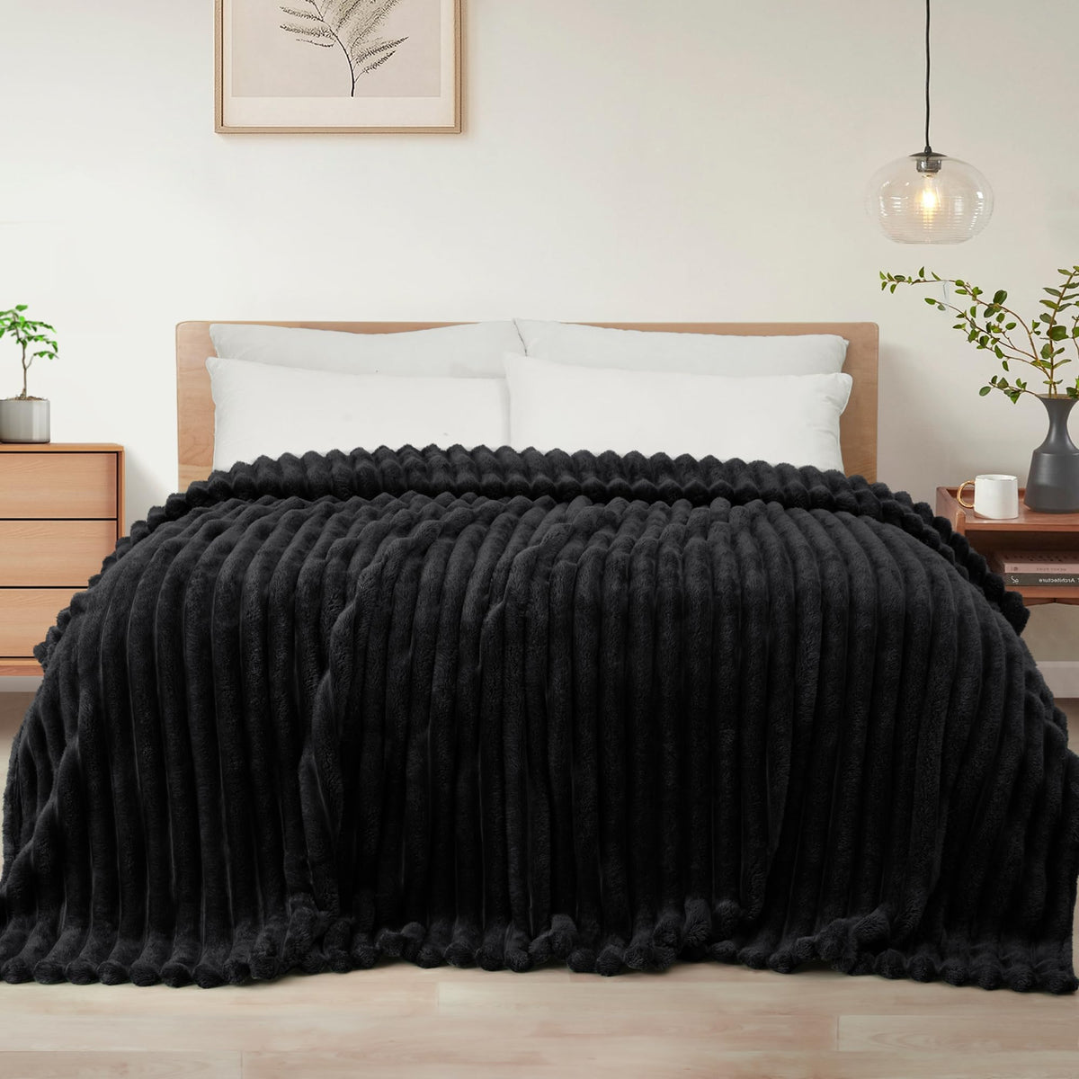 Exclusivo Mezcla Striped Fleece Throw Blanket for Couch, Sofa, Bed, 50"x60"